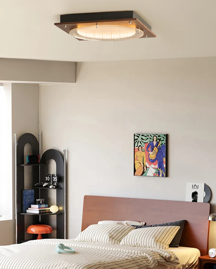 WOMO Walnut/Chrome Square Ceiling Light-WM1218 - Image 9