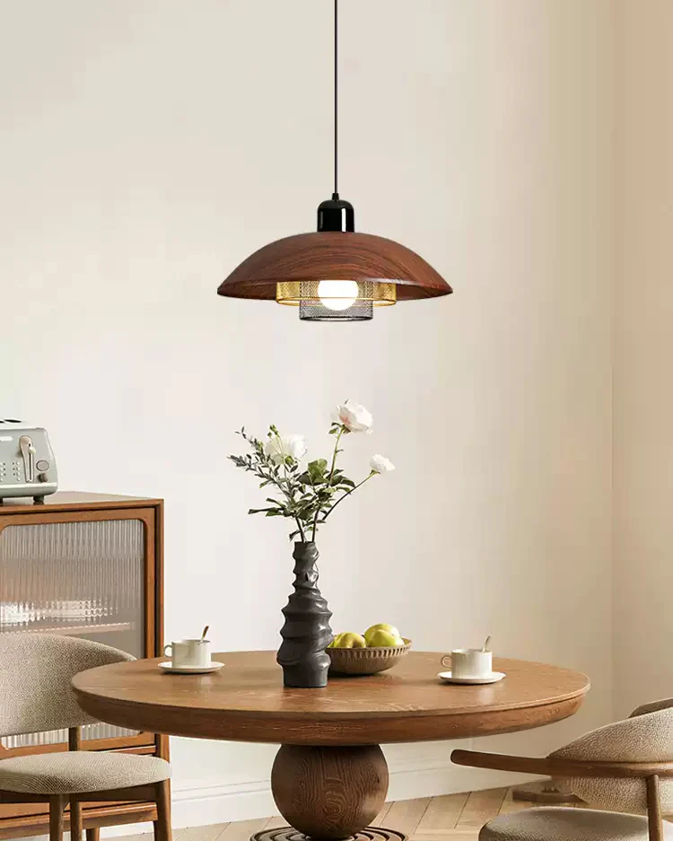 WOMO Walnut Dome Pendant Light-WM2983 - Image 2