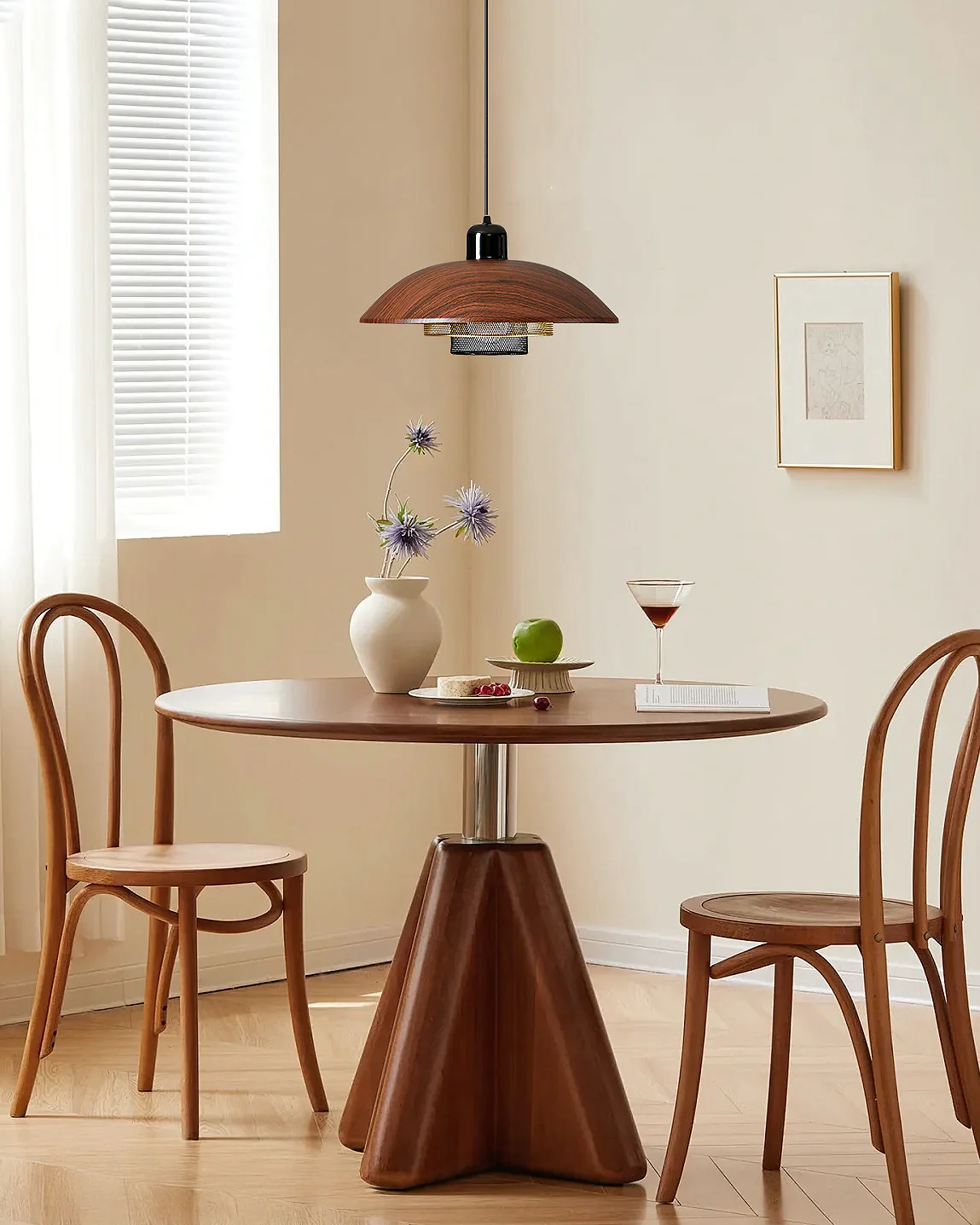 WOMO Walnut Dome Pendant Light-WM2983 - Image 3