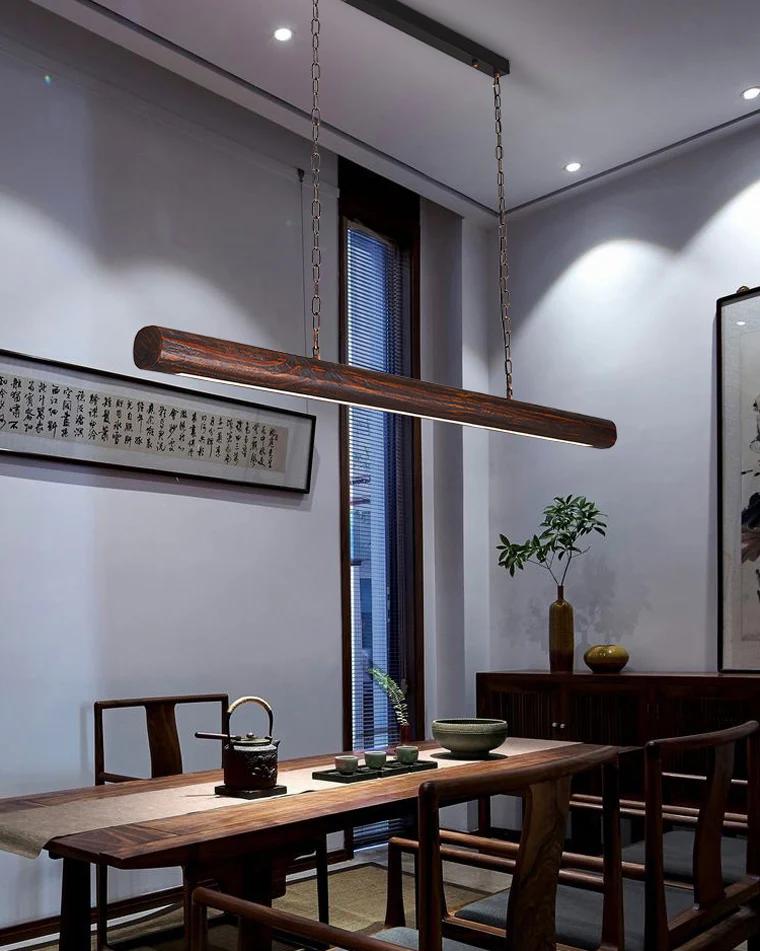 WOMO Walnut Linear Led Pendant Light-WM2521 - Image 4