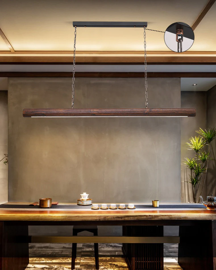 WOMO Walnut Linear Led Pendant Light-WM2521 - Image 5