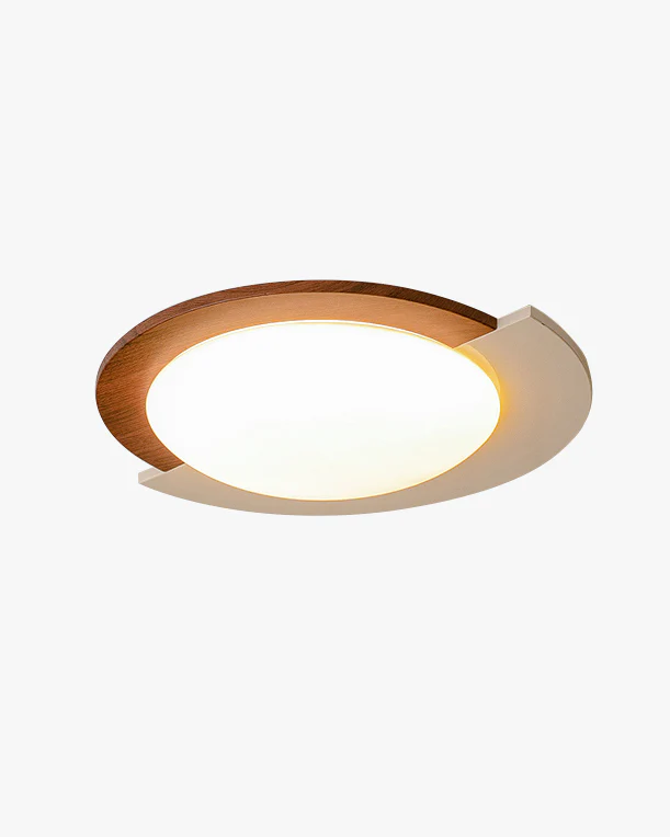 WOMO Walnut/White Round Ceiling Light-WM1204