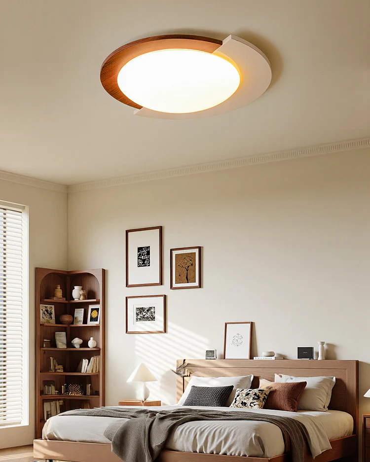 WOMO Walnut/White Round Ceiling Light-WM1204 - Image 3