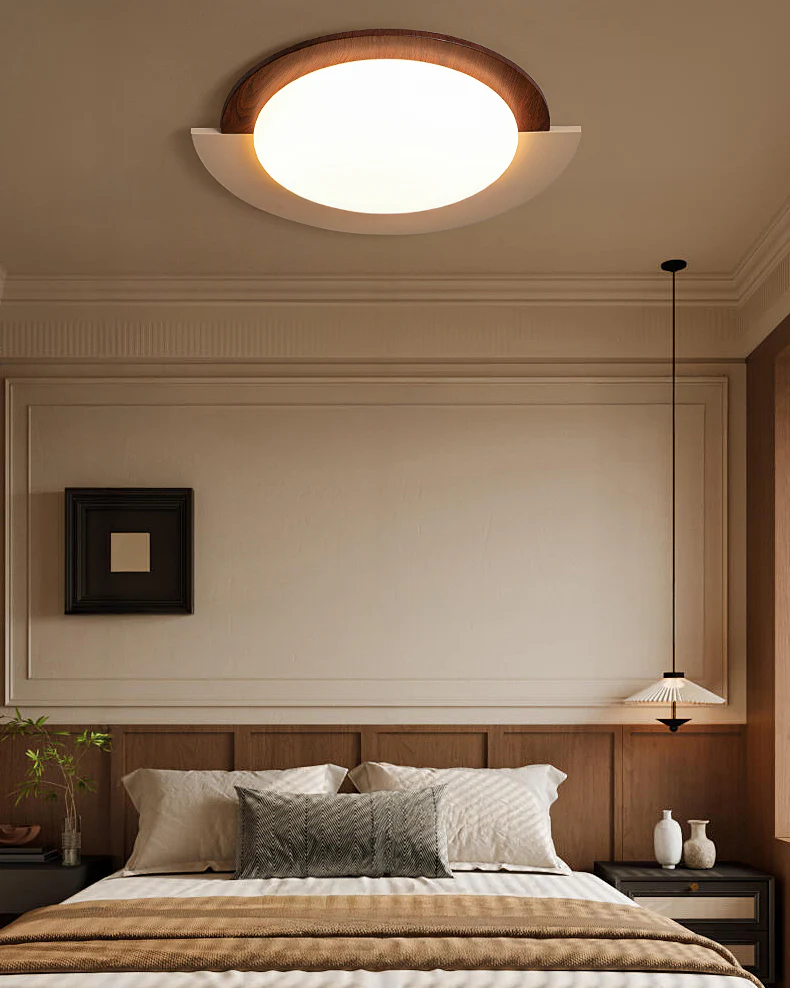 WOMO Walnut/White Round Ceiling Light-WM1204 - Image 5
