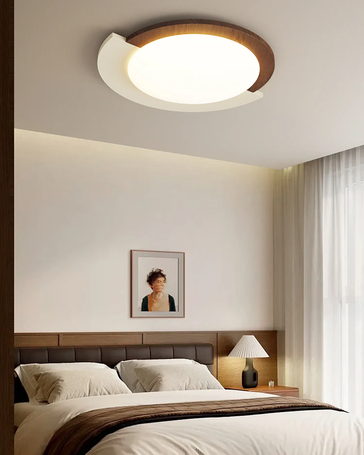WOMO Walnut/White Round Ceiling Light-WM1204 - Image 6