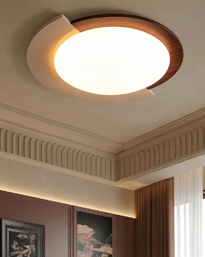 WOMO Walnut/White Round Ceiling Light-WM1204 - Image 8