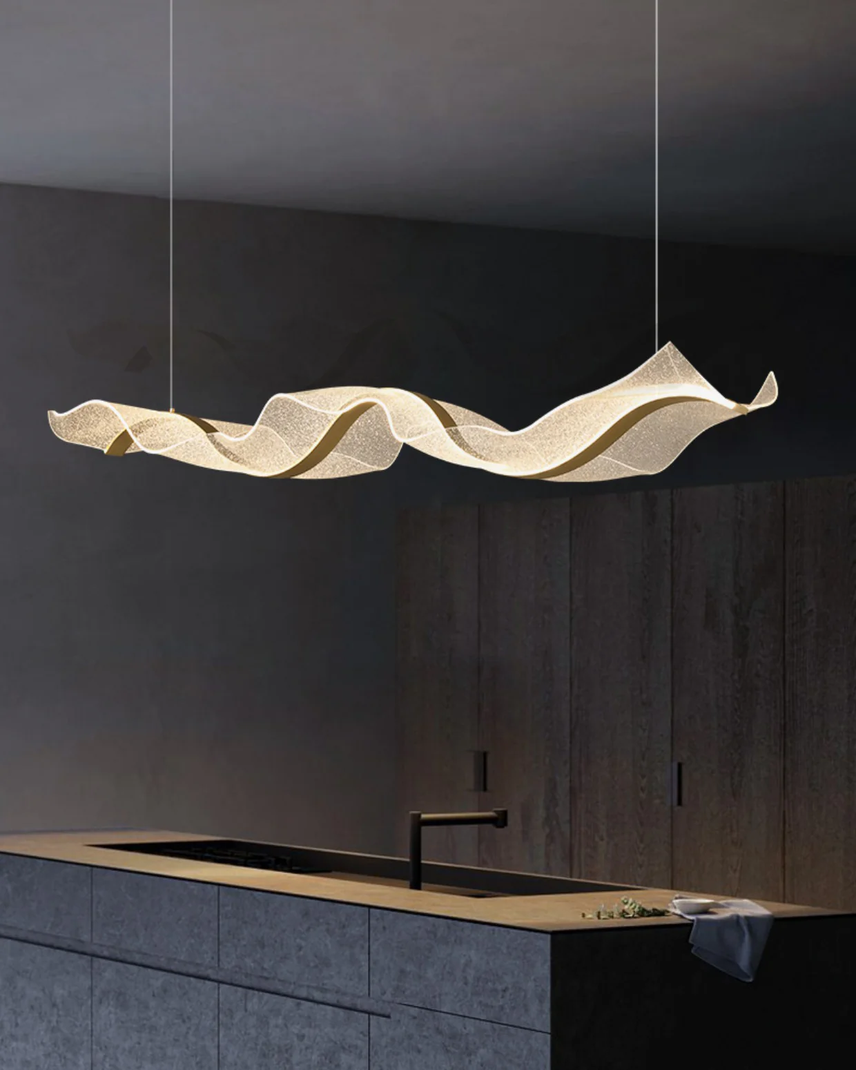 WOMO Wave Ribbon Acrylic Chandelier-WM2596 - Image 8