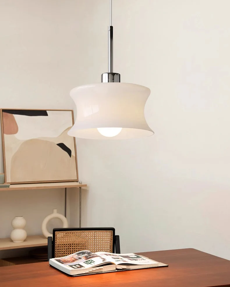 WOMO White/Beige Glass Pendant Light-WM3065 - Image 10