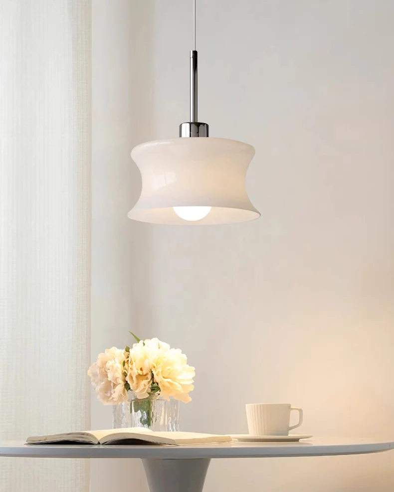 WOMO White/Beige Glass Pendant Light-WM3065 - Image 11