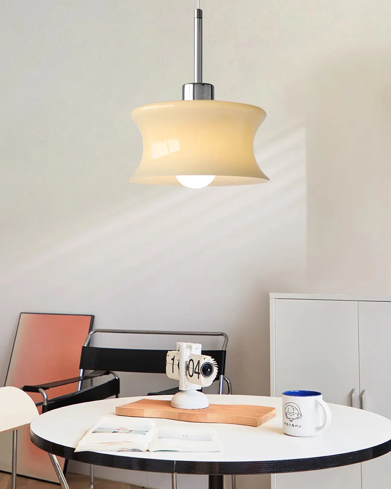WOMO White/Beige Glass Pendant Light-WM3065 - Image 2