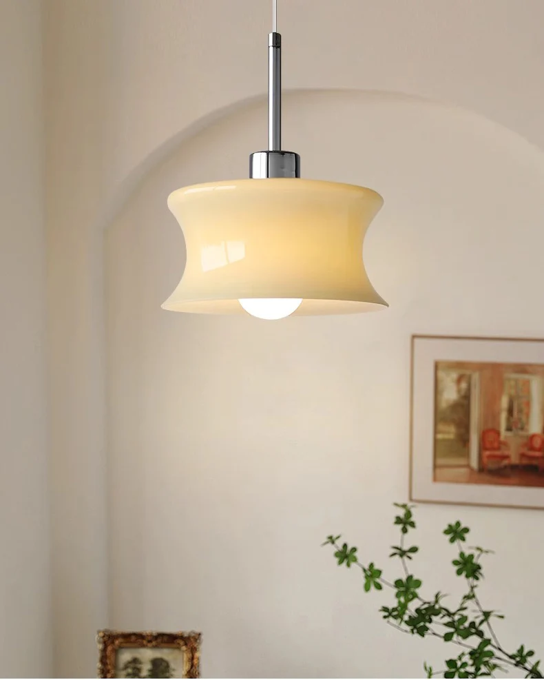 WOMO White/Beige Glass Pendant Light-WM3065 - Image 3