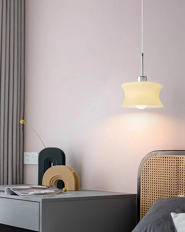 WOMO White/Beige Glass Pendant Light-WM3065 - Image 4