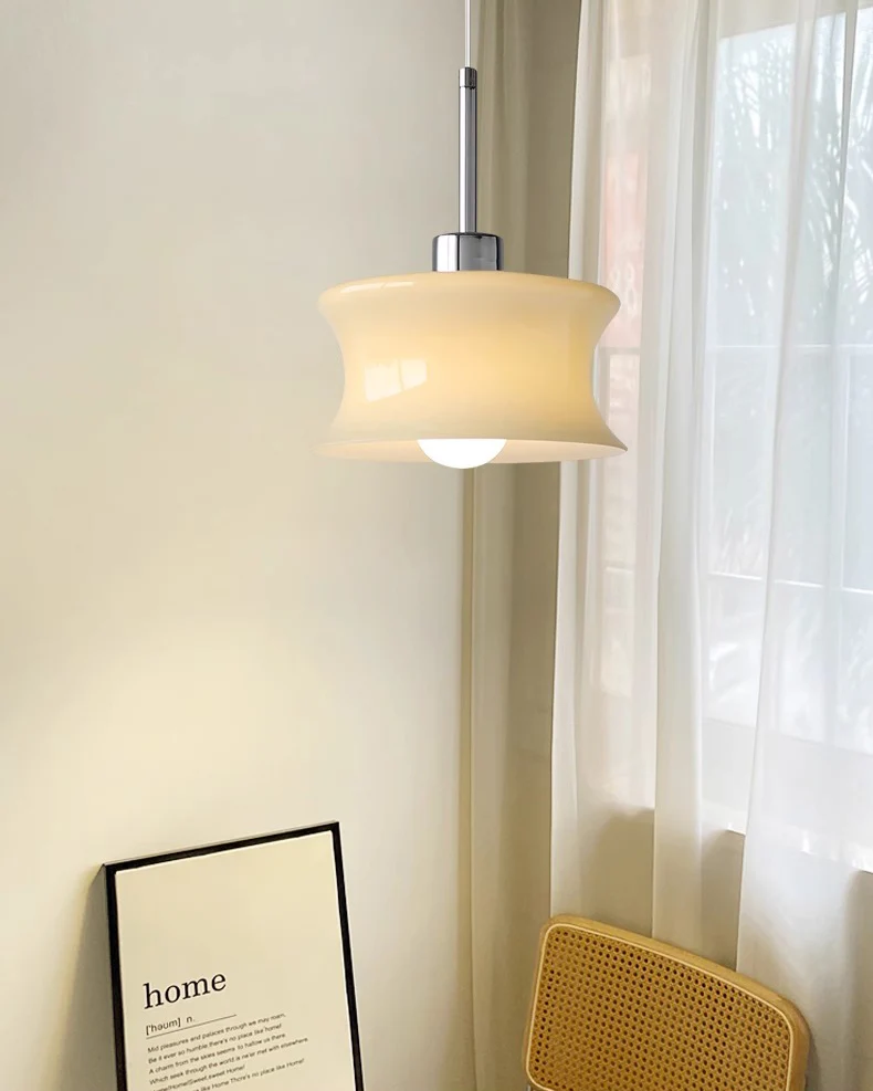WOMO White/Beige Glass Pendant Light-WM3065 - Image 5