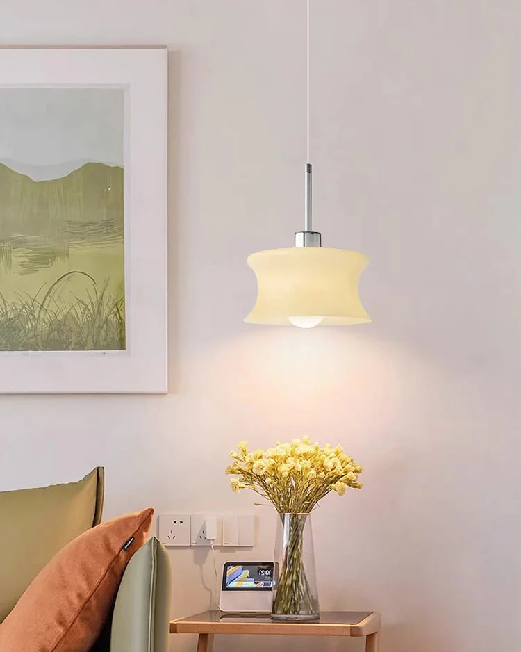 WOMO White/Beige Glass Pendant Light-WM3065 - Image 8