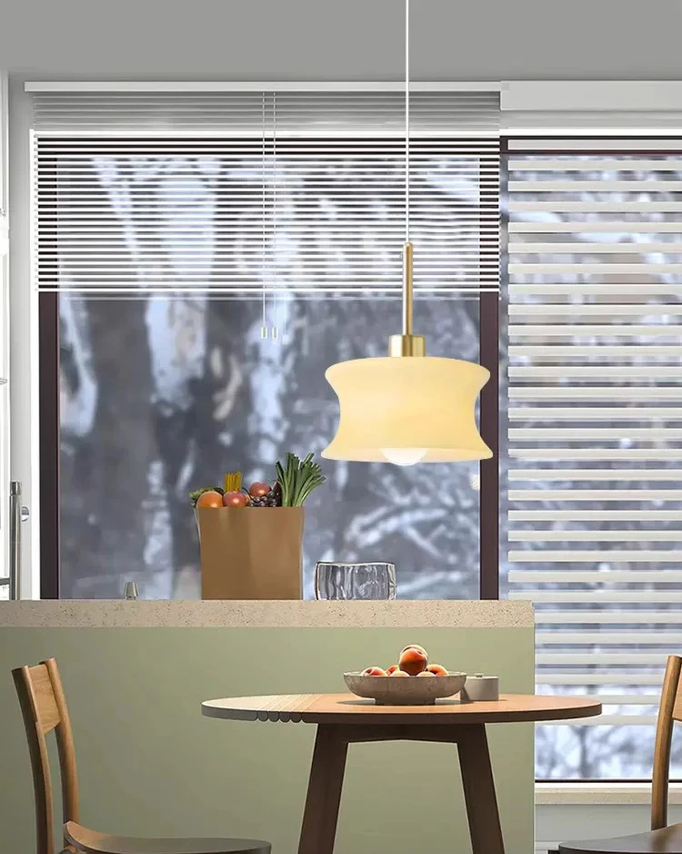 WOMO White/Beige Glass Pendant Light-WM3065 - Image 9