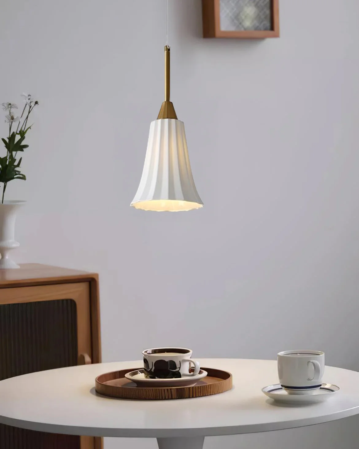 WOMO White Ceramic Pendant Light-WM3079 - Image 2