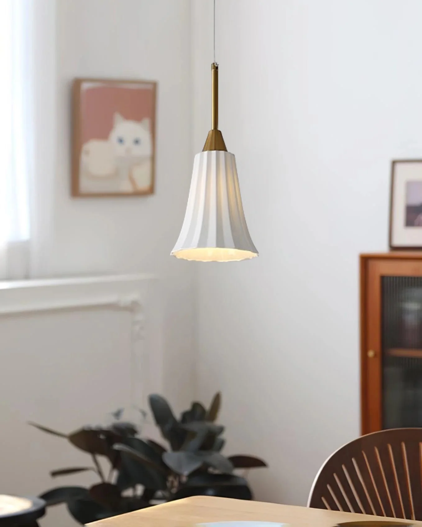 WOMO White Ceramic Pendant Light-WM3079 - Image 3