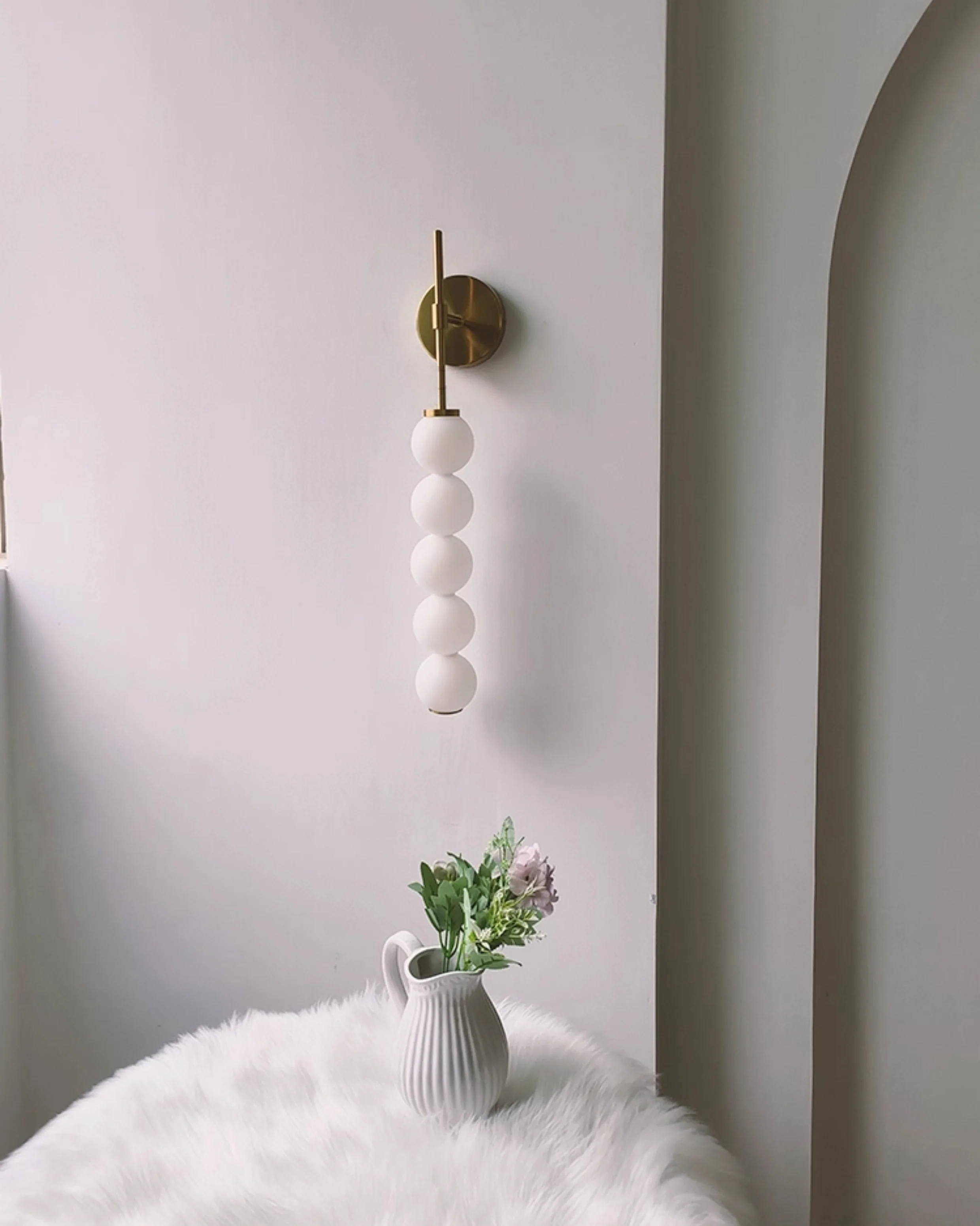 WOMO White Glass Globe Tall Wall Sconce-WM6141 - Image 4