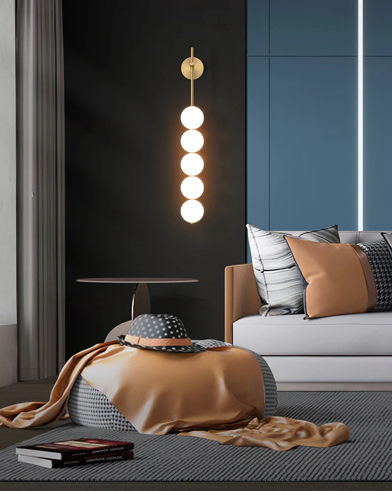 WOMO White Glass Globe Tall Wall Sconce-WM6141 - Image 5