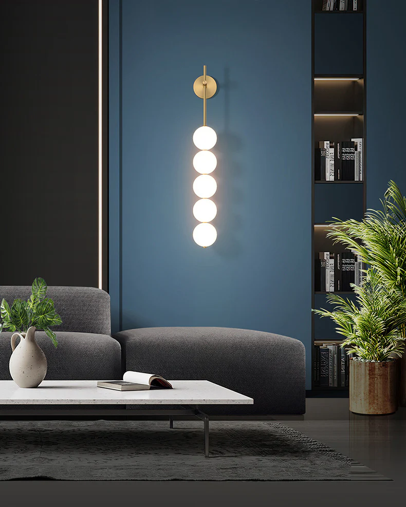WOMO White Glass Globe Tall Wall Sconce-WM6141 - Image 6