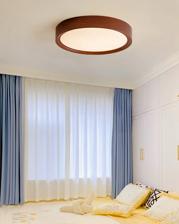 WOMO White/Walnut Round Ceiling Light-WM1192 - Image 4