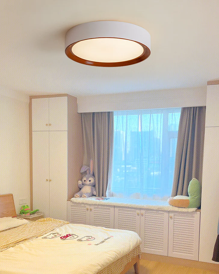 WOMO White/Walnut Round Ceiling Light-WM1192 - Image 5