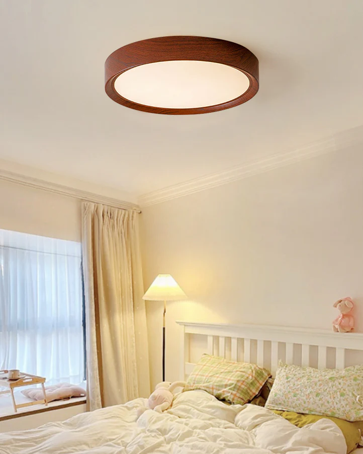 WOMO White/Walnut Round Ceiling Light-WM1192 - Image 6