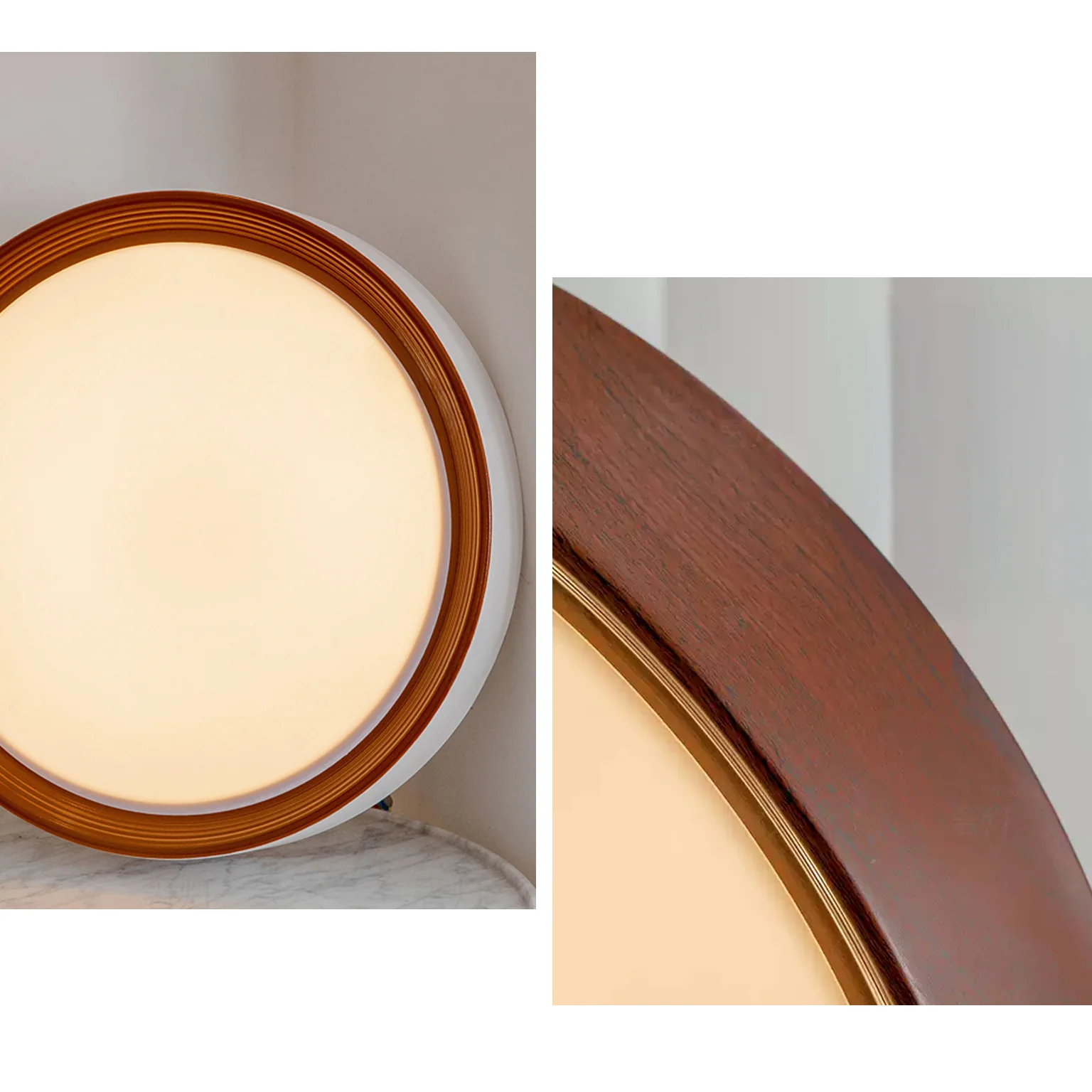 WOMO White/Walnut Round Ceiling Light-WM1192 - Image 7