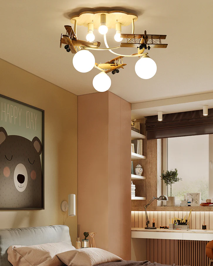 WOMO Wood Airplane Children Ceiling Light-WM1171 - Image 4