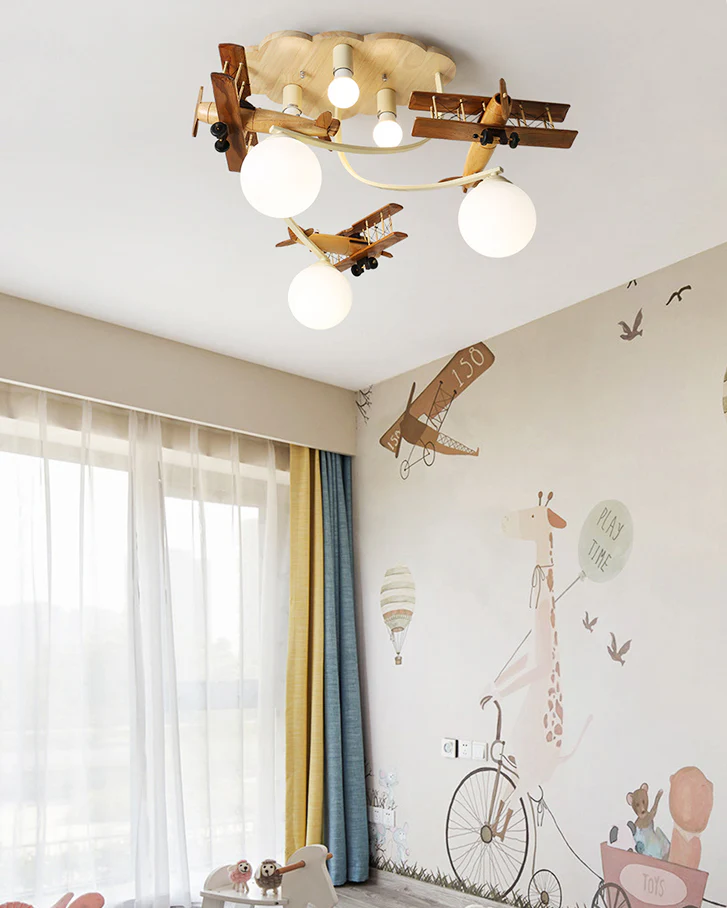 WOMO Wood Airplane Children Ceiling Light-WM1171 - Image 6