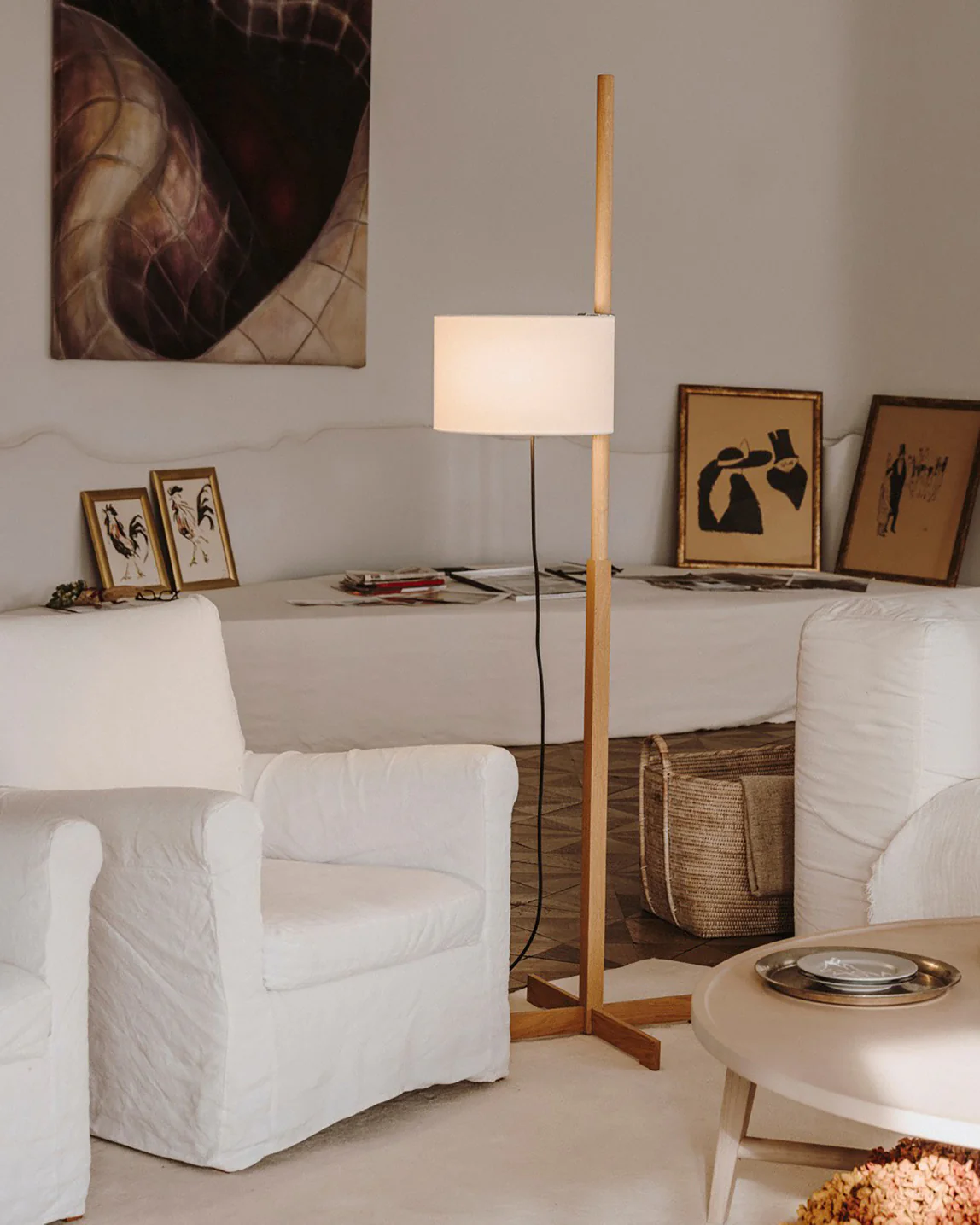 WOMO Wood Fabric Shaded Floor Lamp-WM7101 - Image 4