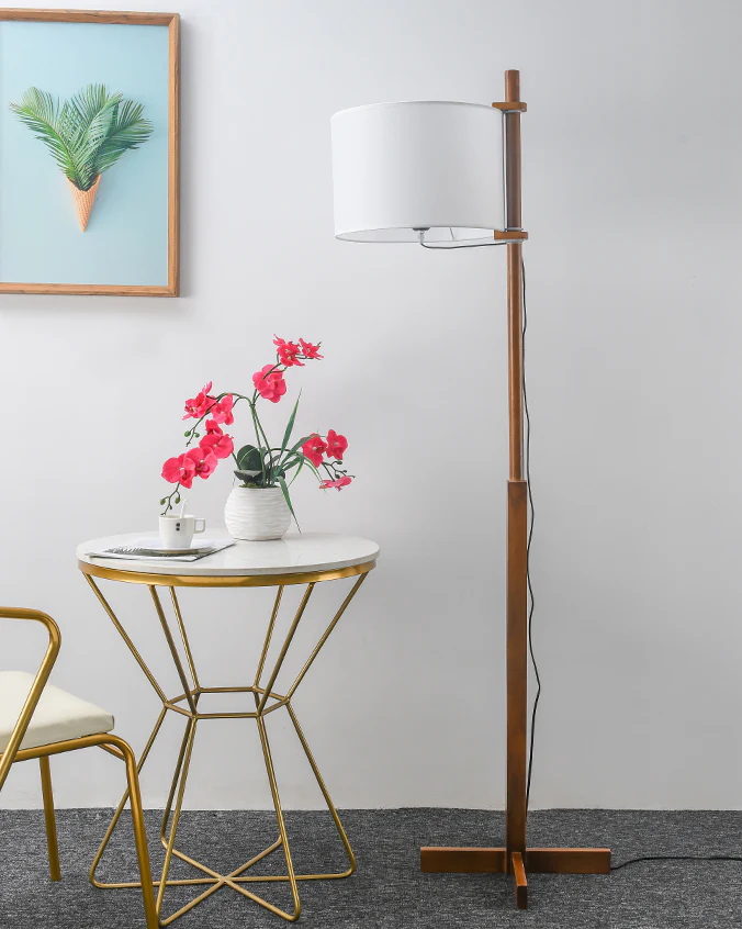 WOMO Wood Fabric Shaded Floor Lamp-WM7101 - Image 7