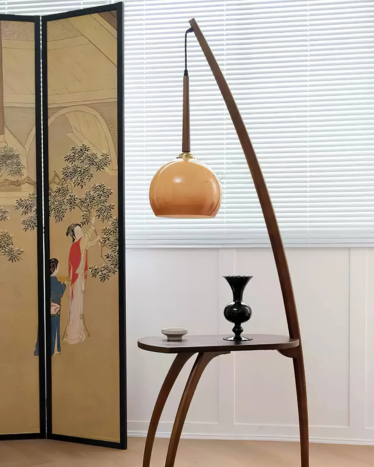 WOMO Hanging Wood Floor Lamp with Table-WM7130 - Image 11