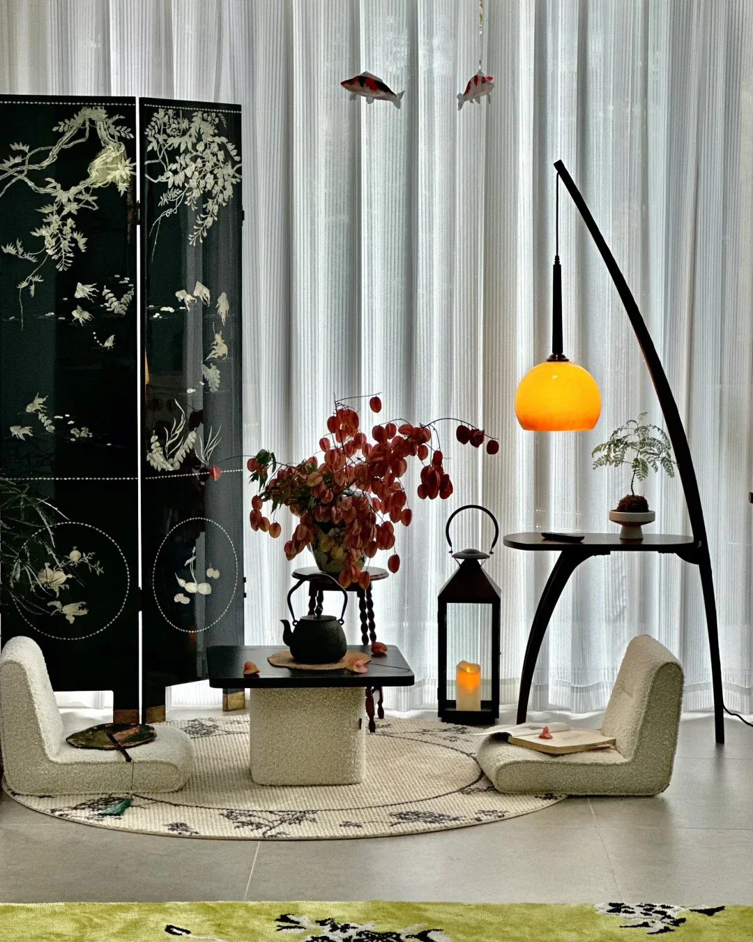 WOMO Hanging Wood Floor Lamp with Table-WM7130 - Image 12