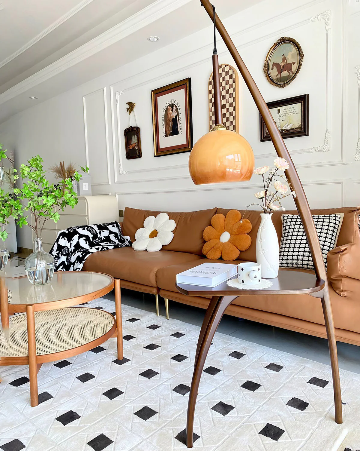 WOMO Hanging Wood Floor Lamp with Table-WM7130 - Image 13