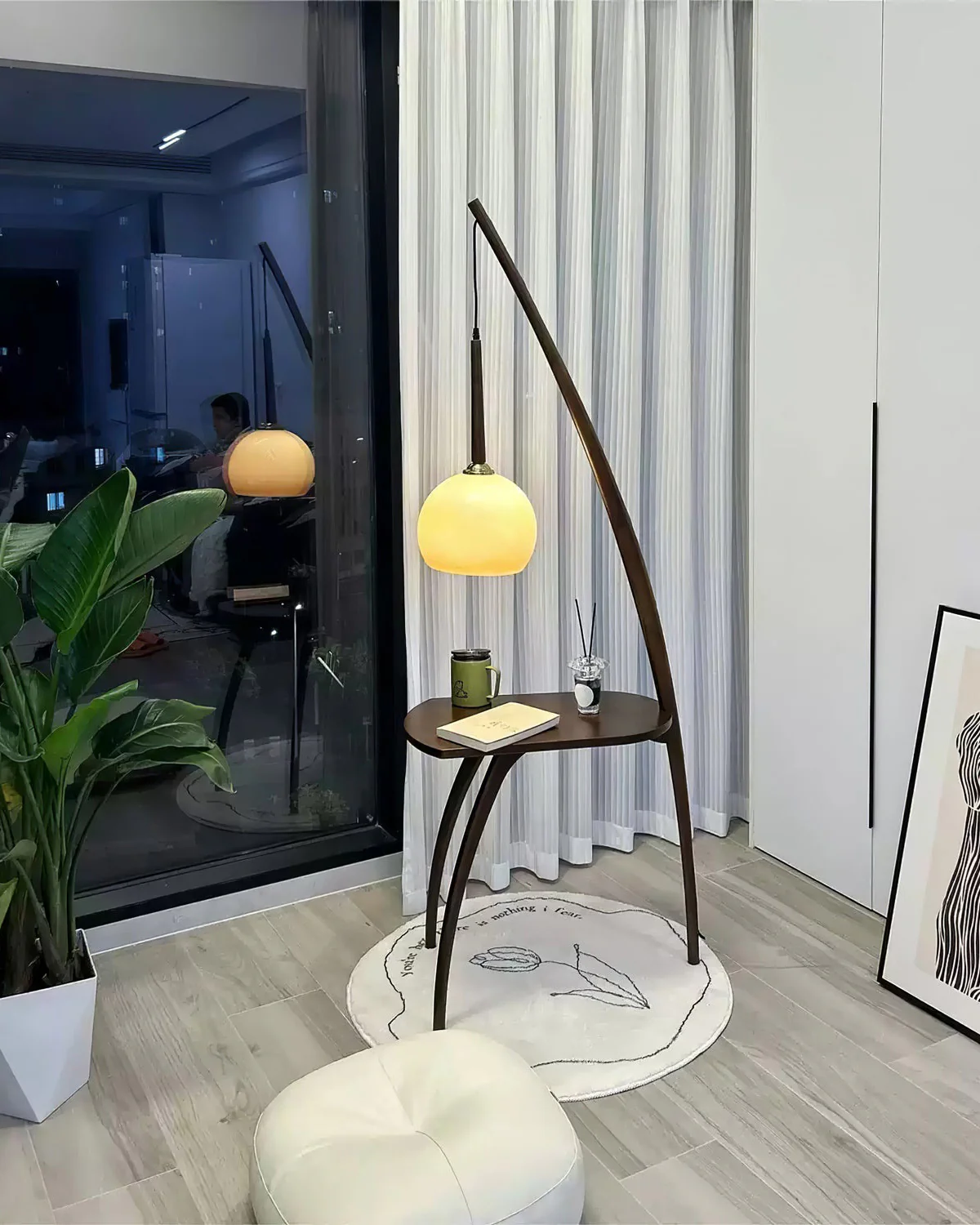 WOMO Hanging Wood Floor Lamp with Table-WM7130 - Image 21