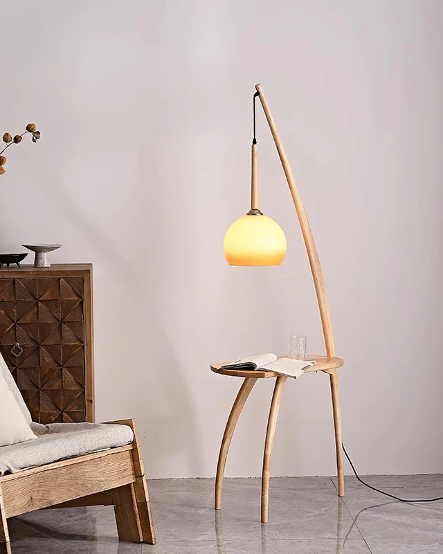 WOMO Hanging Wood Floor Lamp with Table-WM7130 - Image 4