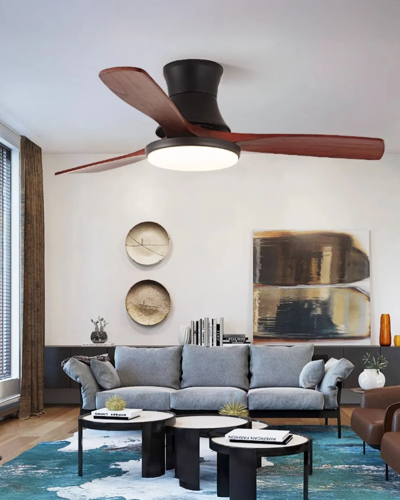 WOMO Wood Low Profile Ceiling Fan Lamp - WM5241 - Image 2