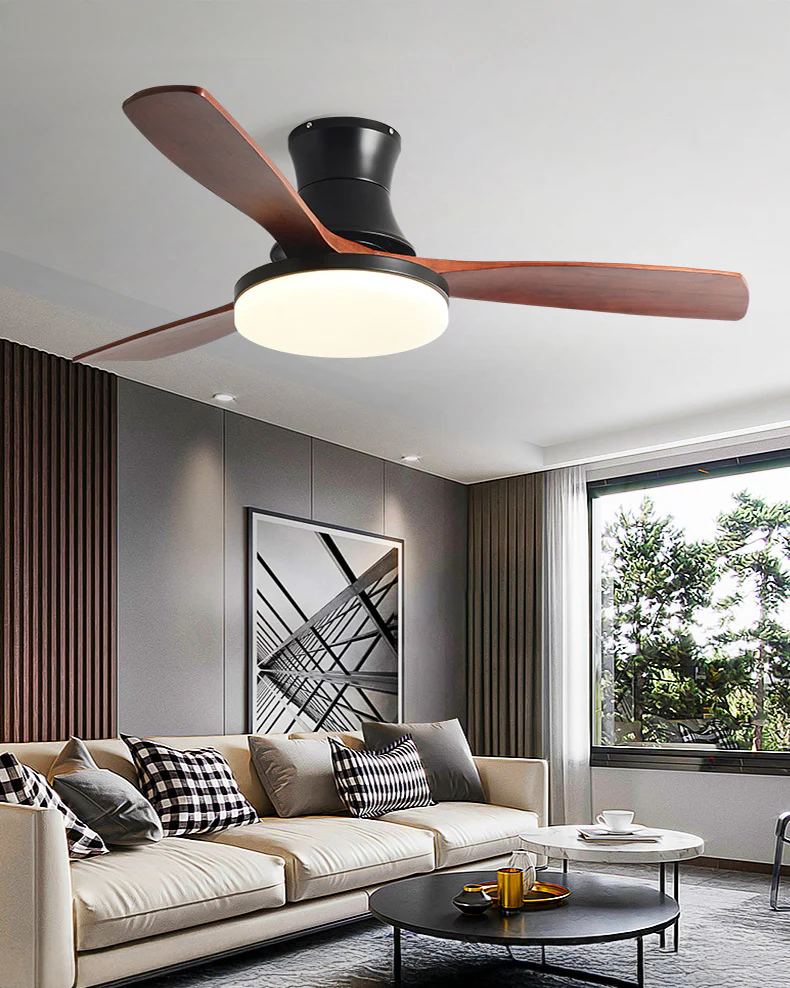 WOMO Wood Low Profile Ceiling Fan Lamp - WM5241 - Image 5