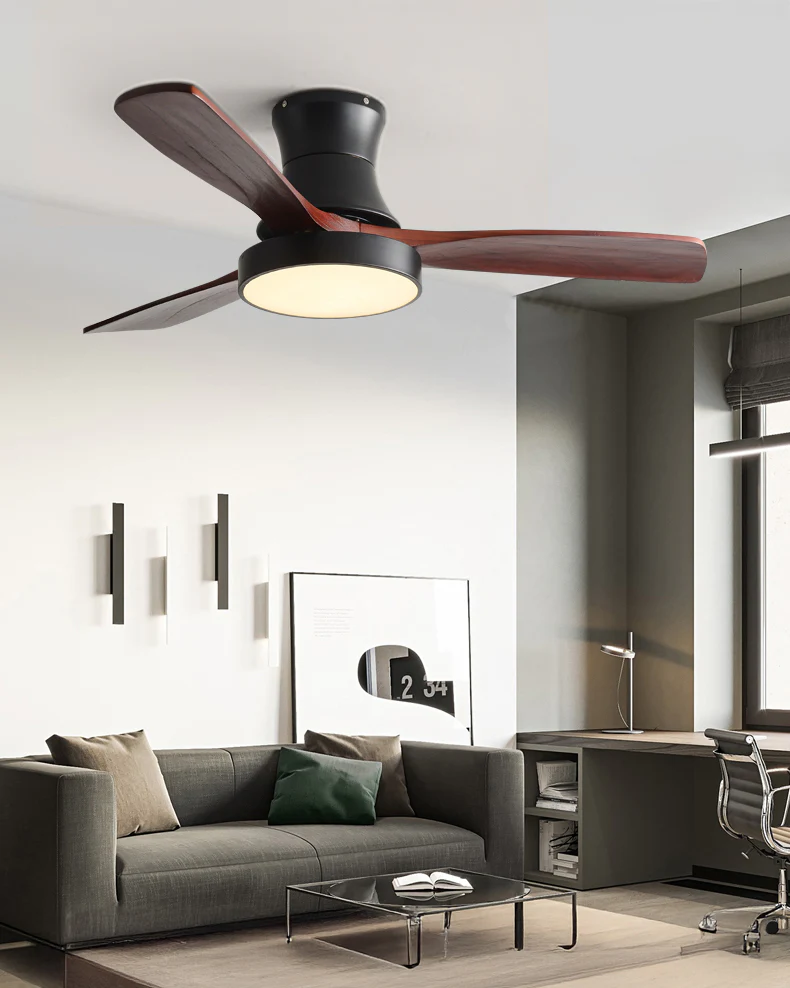 WOMO Wood Low Profile Ceiling Fan Lamp - WM5241 - Image 6