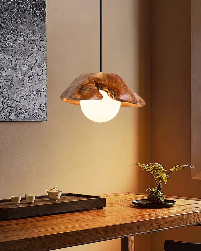 WOMO Wood Shaded Pendant Light-WM3062 - Image 2
