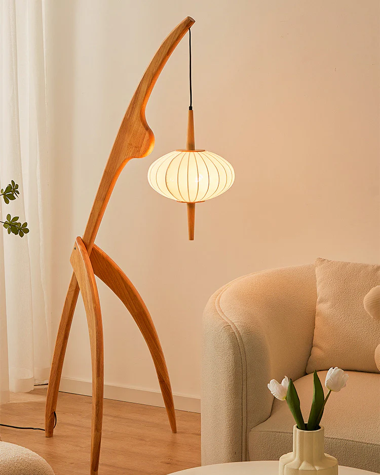 WOMO Flying Saucer Tripod Wood Floor Lamp-WM7136 - Image 2